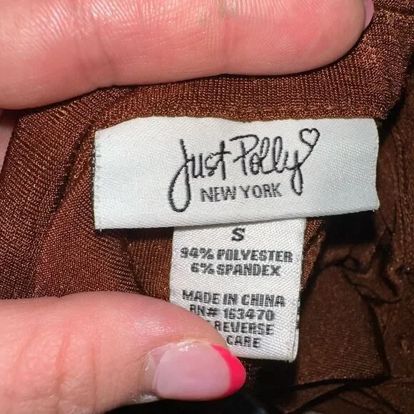 Just Polly (Small) Burnt Orange Button Up V-Neck Dress with Collar - Picture 4 of 5